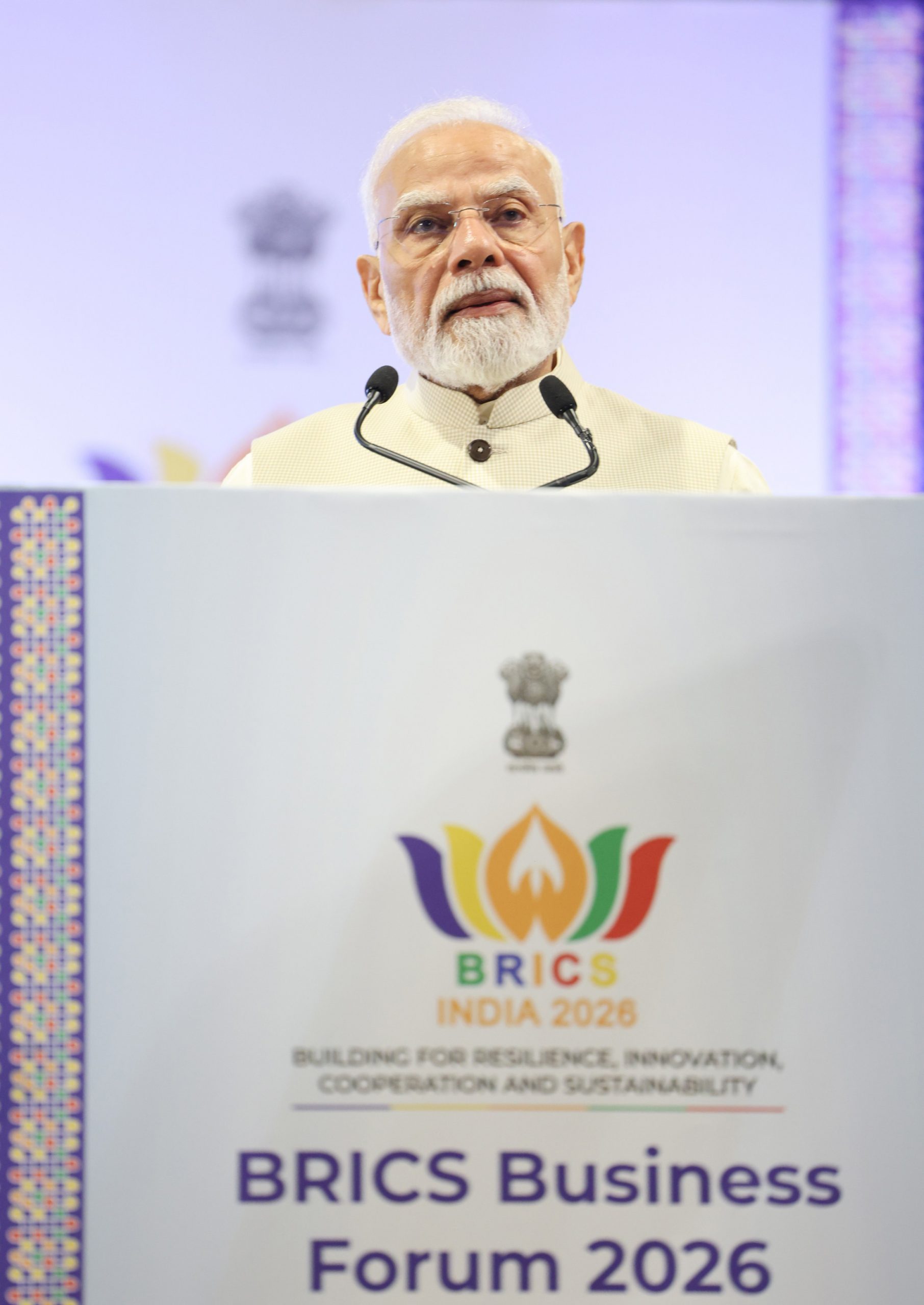 PM along with fellow BRICS leaders participate the BRICS Business Forum 2026 on the sidelines of the 18th BRICS Summit at Bharat Mandapam, in New Delhi on September 11, 2026.