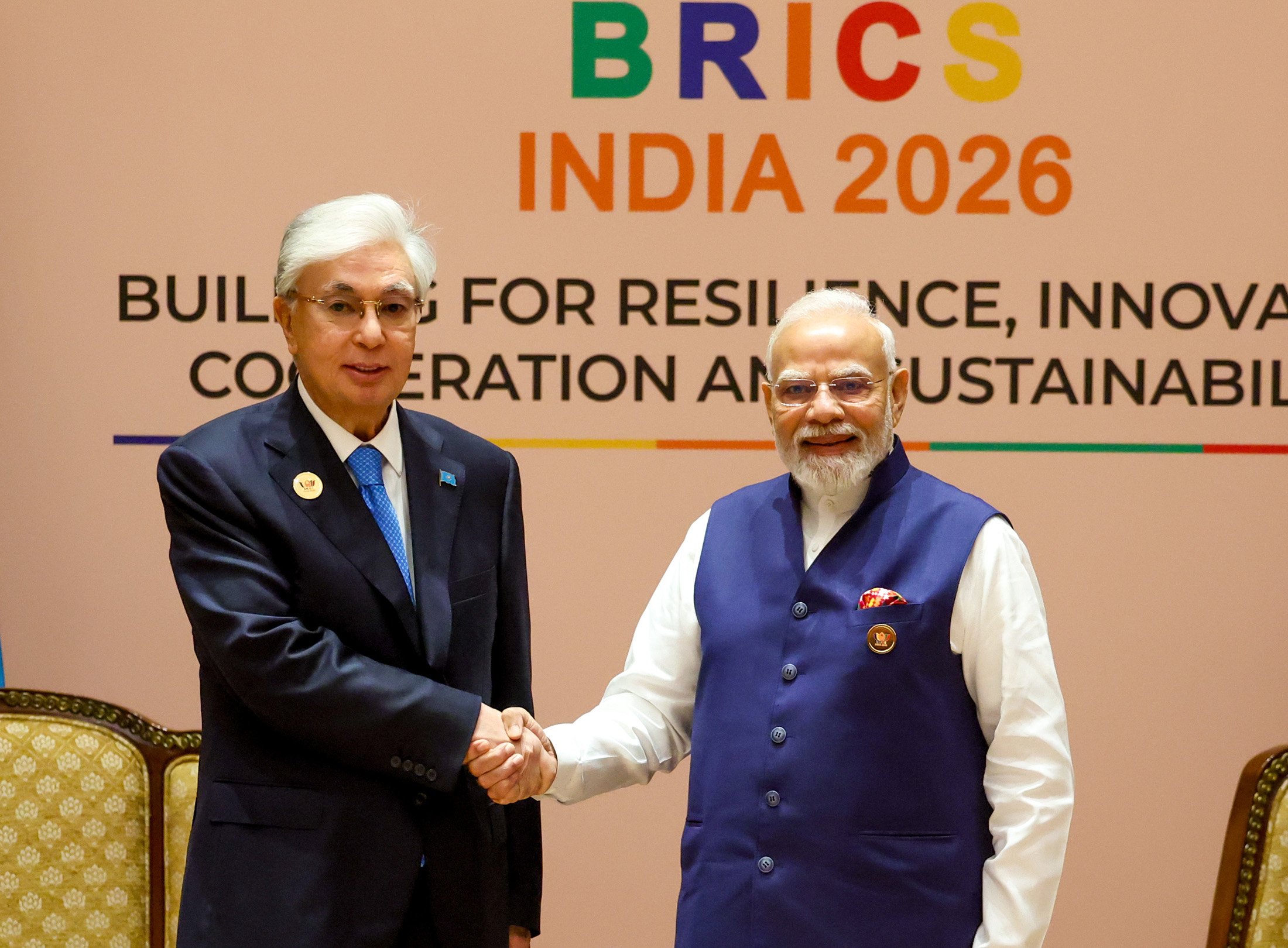 PM meets with the President of the Republic of Kazakhstan on the sidelines of the BRICS Summit in New Delhi