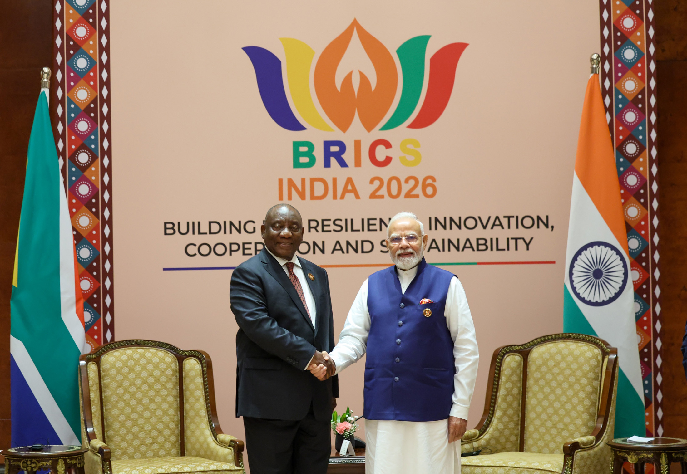 PM meets with the President of South Africa on the sidelines of the BRICS Summit in New Delhi