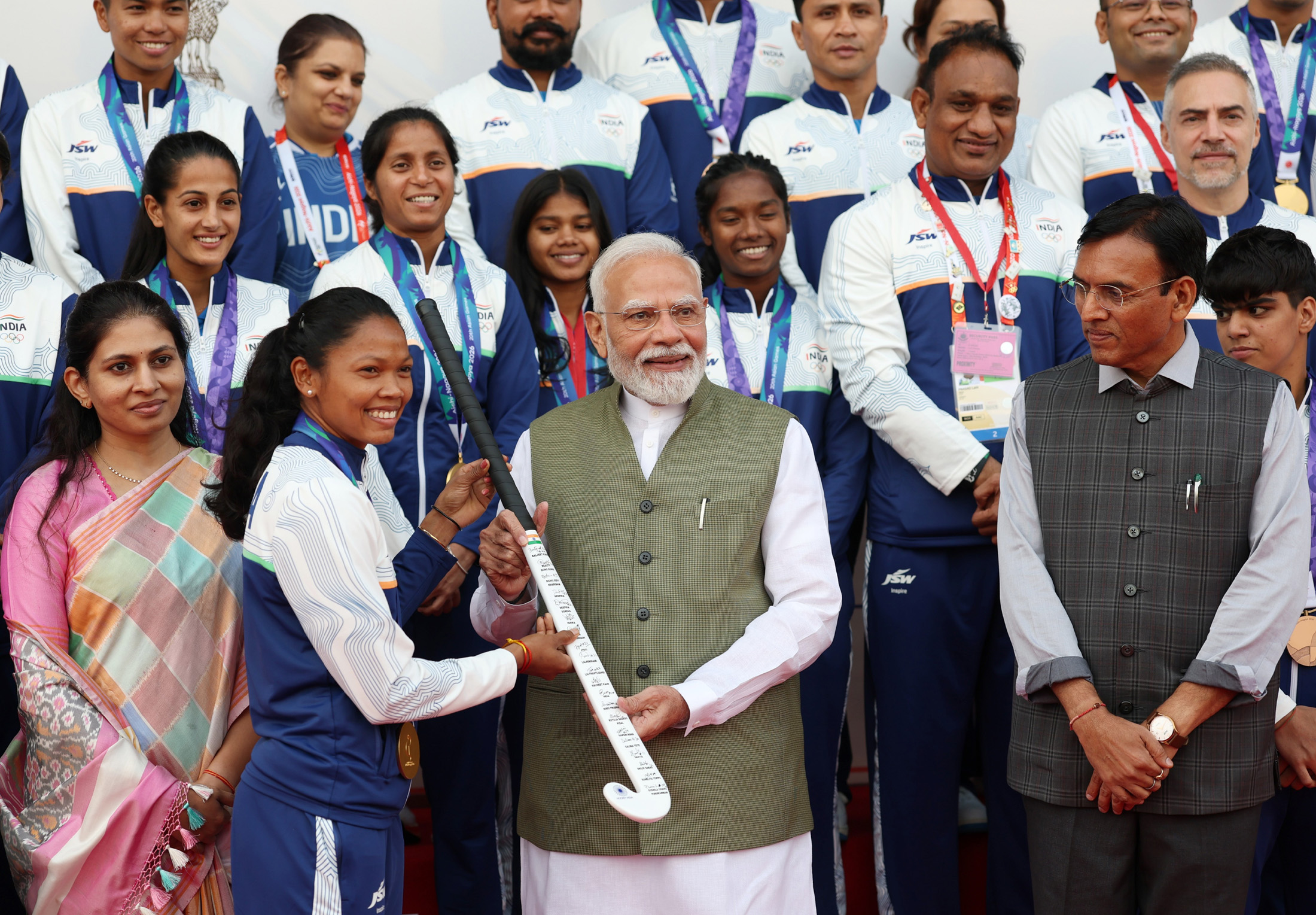 PM addressing at felicitation ceremony of Indian Contingent for Asian Games 2026, in New Delhi on October 15, 2026.