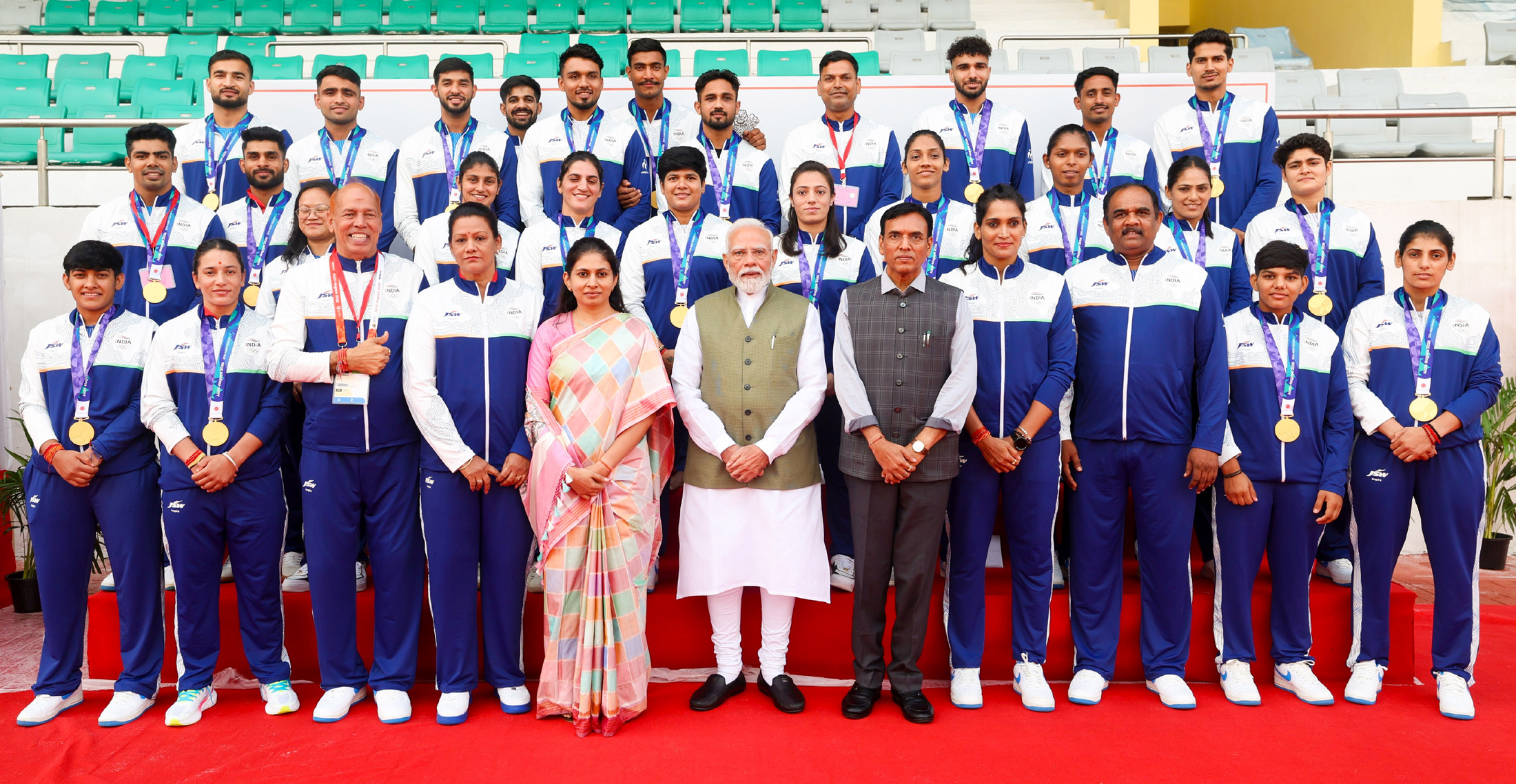 PM interacts with the contingent of Indian athletes who participated in Asian Games 2026