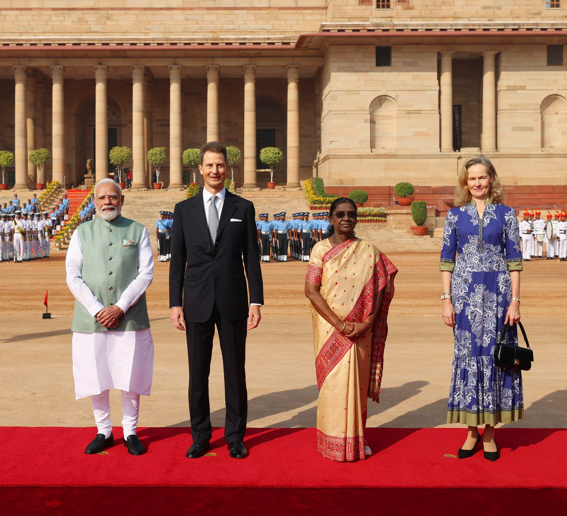 PM at the ceremonial reception of the H.S.H. Hereditary Prince Alois of Liechtenstein at Rashtrapati Bhavan, in New Delhi on October 27, 2026.