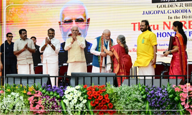 PM participates in golden jubilee celebrations of Jaigopal Garodia Hindu Vidyalaya Matriculation Higher Secondary School, Chennai, Tamil Nadu