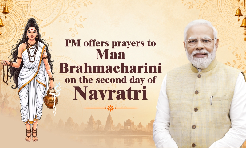 PM offers prayers to Maa Brahmacharini on the second day of Navratri
