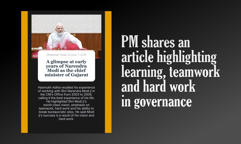 PM shares an article highlighting learning, teamwork and hard work in governance